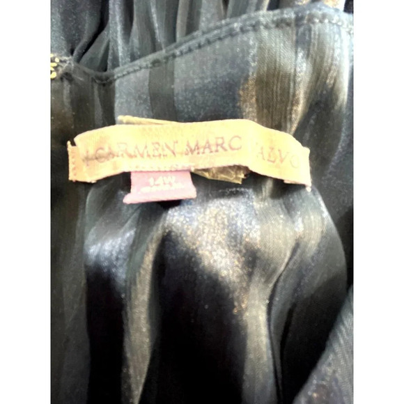 Luxe By Carmen Marc Valvo Womens Dress Navy Blue Flowy Lined Zip Back Sash Tie S - Picture 3 of 6